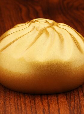 铜包子 包赚包赢蒸蒸日上小福包办公室桌面招财装饰实心黄铜摆件