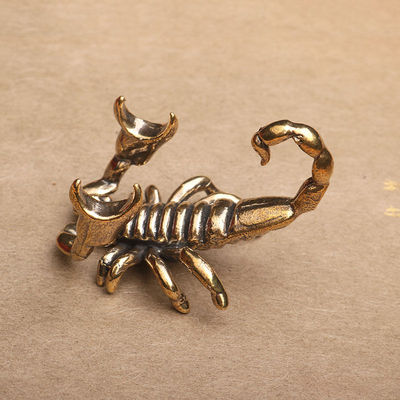 黄铜蝎子小摆件实心铜茶道铜艺仿古铜微雕古玩铜器手把件工艺品