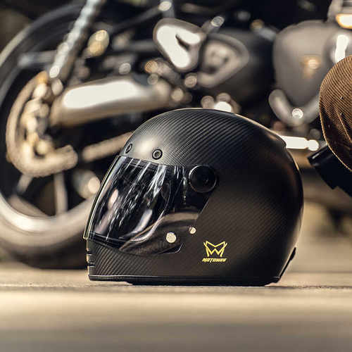 机车碳纤维头盔Motoway真皮内衬
