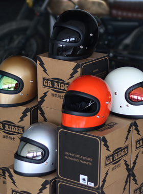 GR rider幽灵骑士STR复古小盔体头盔哈雷chopper巡航机车全盔乐高