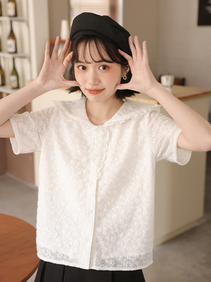 taobao agent Japanese summer doll, top, doll collar, with short sleeve, suitable for teen, french style