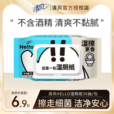 清风HELLO大白湿厕纸便携式湿巾