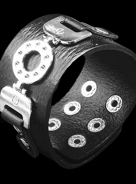 夸张银色合金拉环牛皮朋克风手链