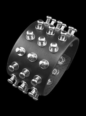 银色和尚头水桶钉皮朋克百搭手链