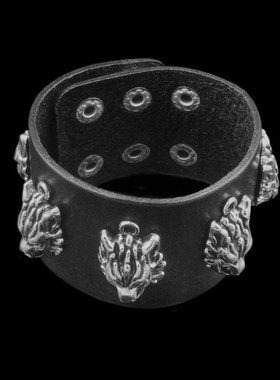 银色狼头个性劲爆鬼怪暗黑皮手环