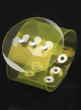 明黄翠绿圆盘双层半透明软塑料瑞丽时尚潮手链中性手环手镯配饰品