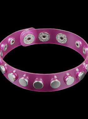 银色高平圆铆钉紫红橙色半透明软塑料朋克细手链中性手环手镯饰品