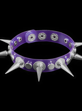 银色细长尖刺铆钉圆形垫片高平钉紫色透明软塑料手链手环手镯饰品