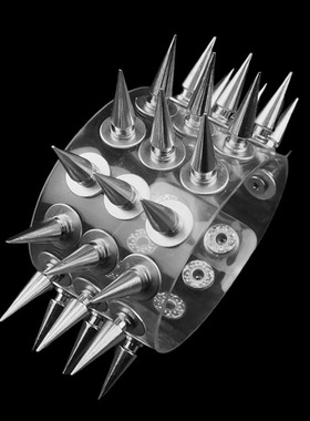 细长尖铆钉圆形垫片透明朋克手链