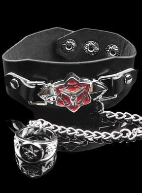 活力俏皮可爱朋克戒指手链一体链