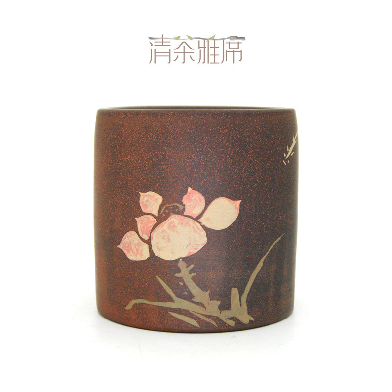 云南建水紫陶壶名家李勇半根纯全手工彩填紫陶笔筒花插茶道零配