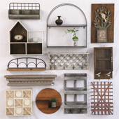 孤品美式 复古乡村风壁挂创意店铺墙面装 饰实木铁艺置物架收纳搁板