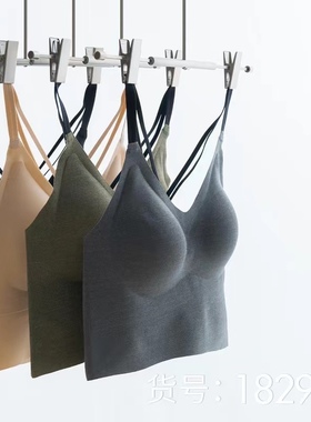 24年CCRED荷鹿伊交叉中长款美背文胸套装内衣内裤无痕莫代尔1829