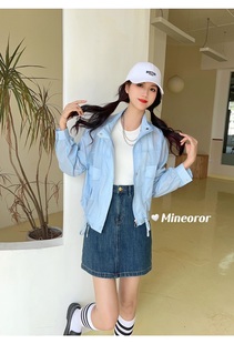 利索LiSuo春夏女韩版立领工装短外套薄料舒适透气拉链防晒空调衫