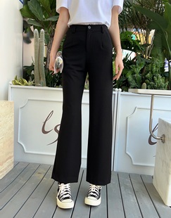 利索LiSuo韩版高腰直筒显瘦西装裤女夏季薄料通勤百搭休闲西裤