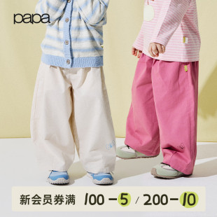 女童裤 蝴蝶裤 papa爬爬春季 可爱粉色纯棉休闲宽松阔腿裤 子春装