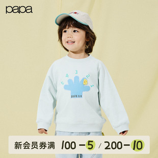 papa爬爬春季 儿童卫衣男女童糯米棉上衣柔软亲肤吸湿透气 新品