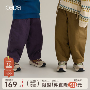 儿童裤 papa爬爬冬季 子全棉舒适宽松百搭保暖男女童长裤 新品