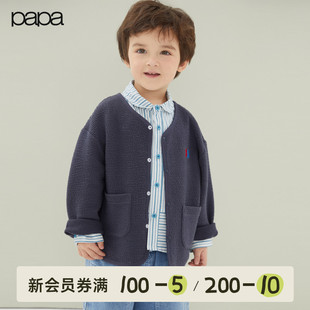 papa爬爬春季 儿童外套男女童v领宽松上衣休闲百搭 商场同款