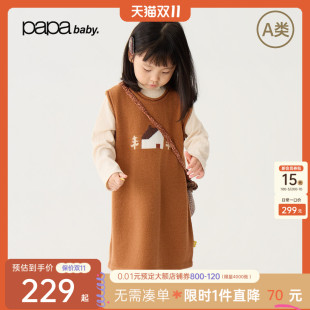 【秀场同款】papa爬爬秋季新品女童连衣裙无袖亲肤童趣百搭背心裙