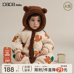 宝宝连体衣男女宝夹棉加绒加厚保暖婴儿爬服 papa爬爬冬季 新品