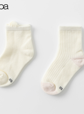 【天猫U先】papa爬爬男女宝宝透气纯色拼接短袜婴儿中筒袜