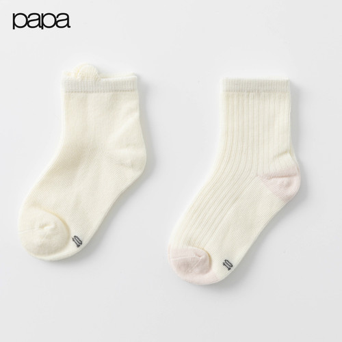 【天猫U先】papa爬爬男女宝宝透气纯色拼接短袜婴儿中筒袜