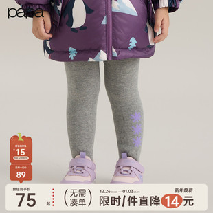 女童打底裤 papa爬爬冬季 提花连脚加绒保暖百搭 新品