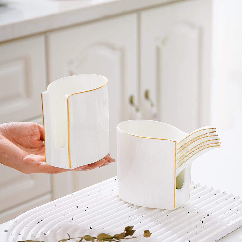 勺子笼骨瓷描金勺筷收纳笼筷子筒