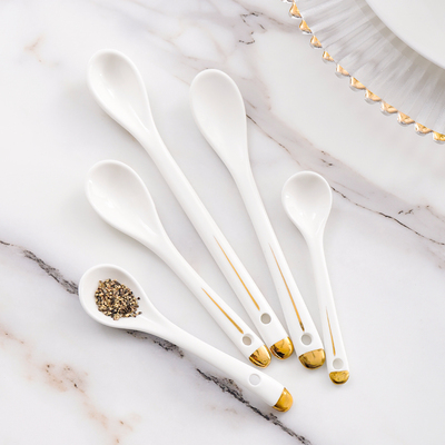 咖啡勺长柄家用描金迷你搅拌勺