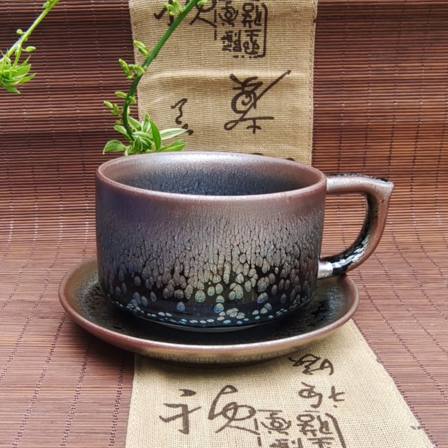 建阳手工建盏茶杯窑变油滴茶杯有茶托茶具套装大号茶杯特色咖啡杯,餐饮具,建盏,淘宝优惠券,粉丝福利购,淘宝优惠卷