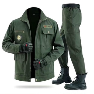 劳保服工作服男秋冬季加厚防烫耐磨套装纯棉电焊工服建筑工地工装