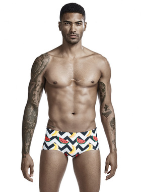 男士泳裤SEOBEAN时尚数码印平角泳裤温泉短裤低腰游泳裤