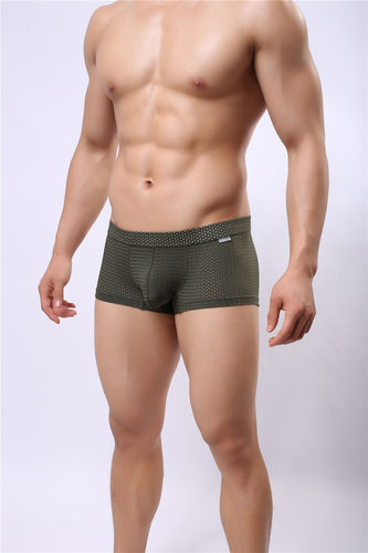 网眼纯色性感时尚男士平角内裤