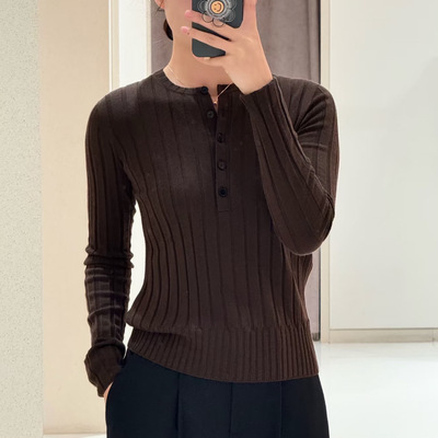 小禾圆领超羊毛针织衫坑条打底衫