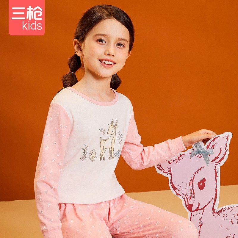 三枪儿童睡衣秋季新款内衣套装女童秋衣秋裤中大童纯棉保暖棉毛衫,童装/婴儿装/亲子装,内衣套装,淘宝优惠券,粉丝福利购,淘宝优惠卷