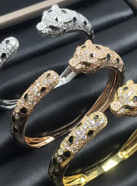 霸气超帅豹手镯镶钻满天星斑点精工CNC厚镀男女通用时尚大气手环