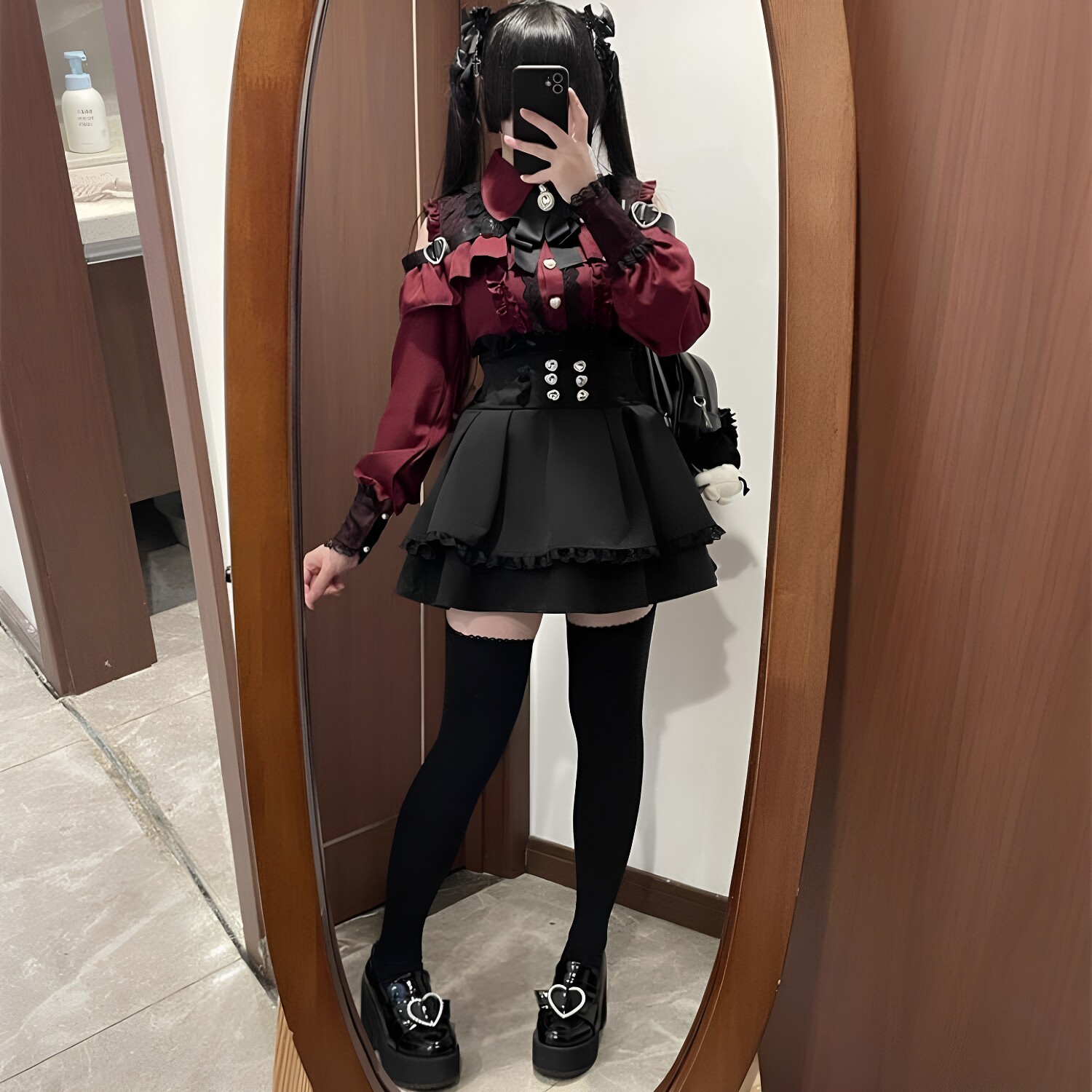 日系雷系裙子套衬衫半身裙套装女