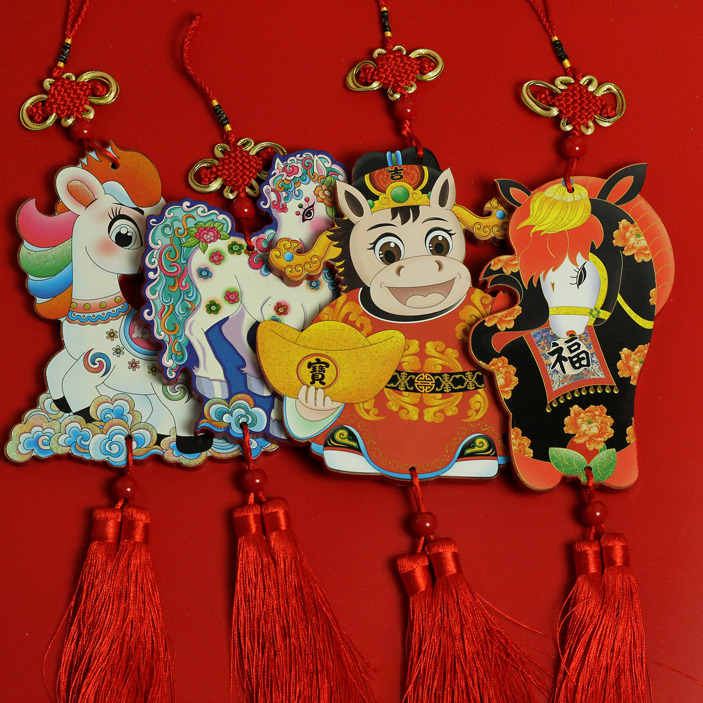 马年木质生肖大挂件2026新年家居装饰春节挂牌室内挂饰中国结玄关