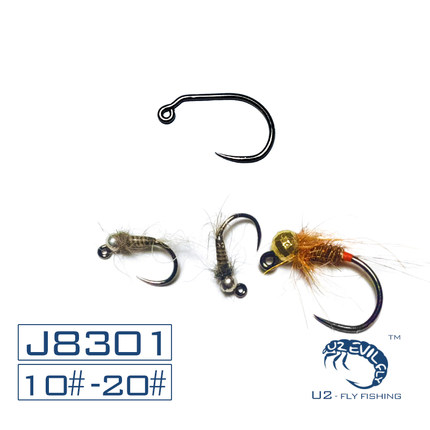 60枚 J8301 圆JIG裸钩 飞蝇钩 短JIG钩 冰溪飞钓 垂钓钓钩