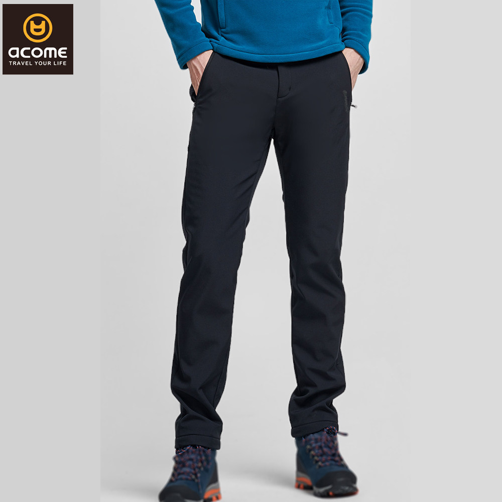 新款阿珂姆户外软壳裤冬季防风保暖加绒裤女登山冲锋裤男休闲长裤