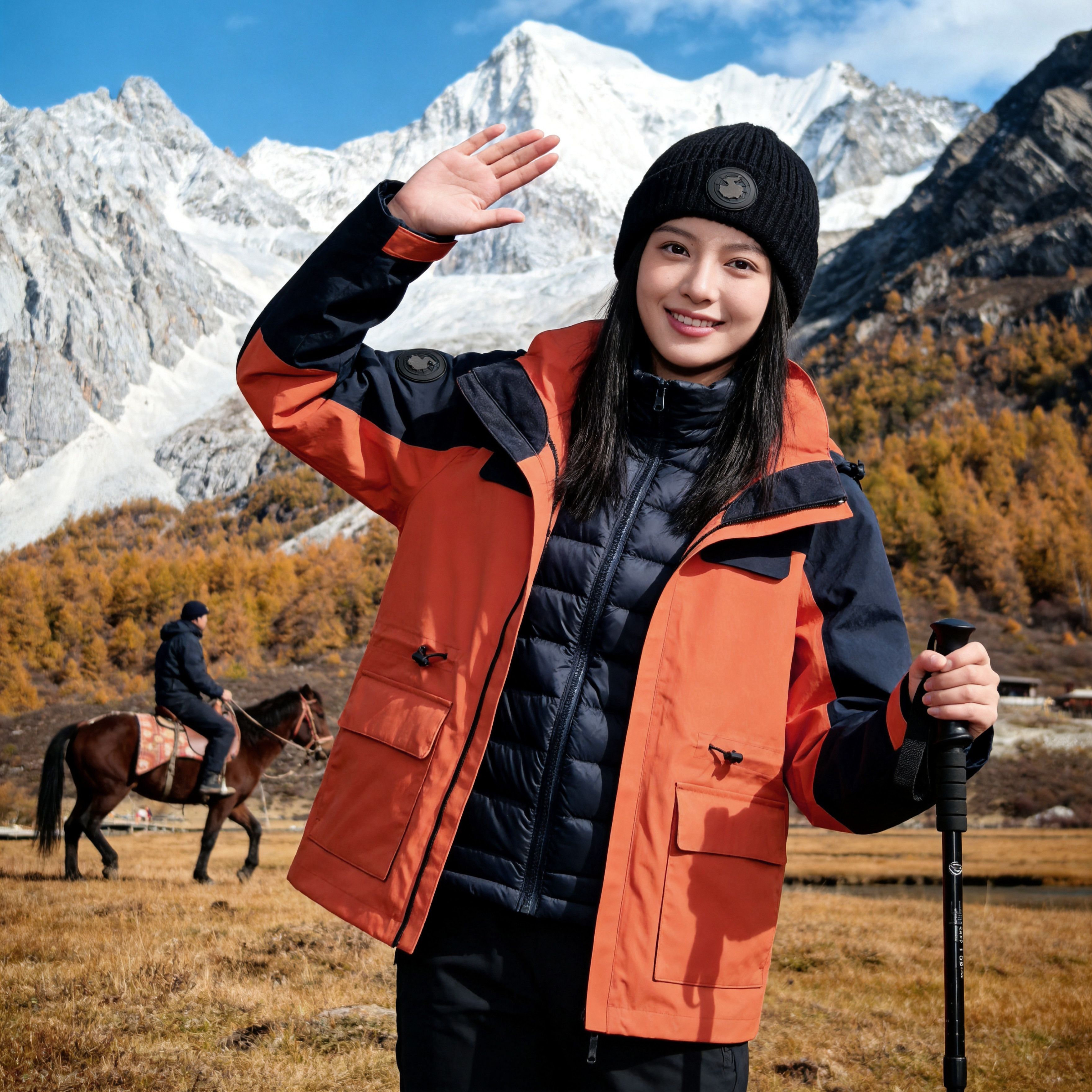 阿珂姆新款羽绒内胆冲锋衣女户外防风防雨两件套保暖登山服