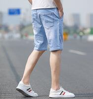 Summer thin men's denim shorts, straight-leg anti-theft zipper pocket, loose, casual, comfortable and elastic 5-inch mid-length pants thumbnail 6