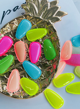 FL6210简约甜美儿童宝宝荧光亮色小号发夹套子4.2cm可DIY材料辅料