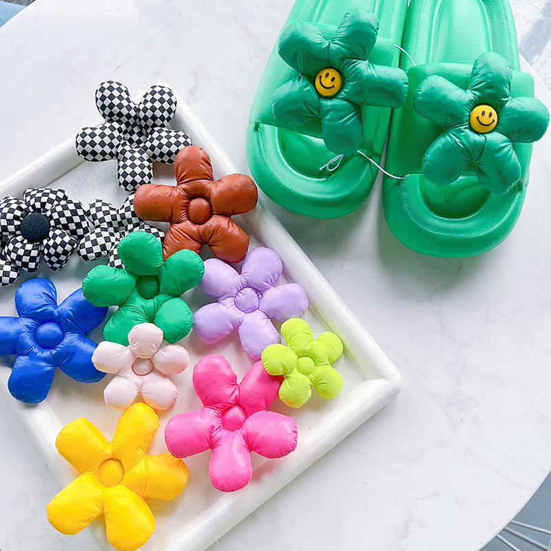 fl533可爱立体充棉棋盘格大花朵简约纯色diy鞋服包包配件发饰辅料