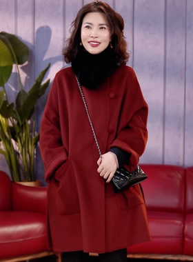 秋冬圆领排扣中长款大衣外套S28YA821399