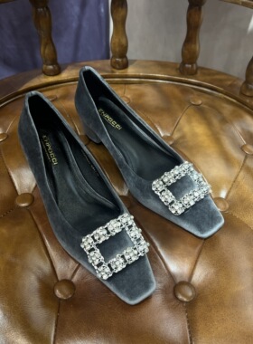 【丝绒方扣】4公分S29S683078百搭时尚女鞋