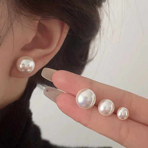 施家馒头粉光珍珠耳钉
