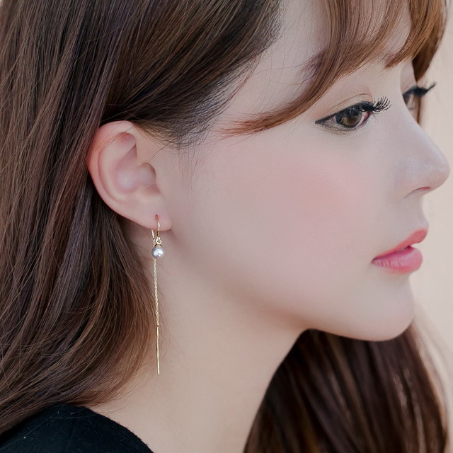 韩国明星款S925纯银长款珍珠耳环流苏耳线气质甜美时尚女耳钉饰品