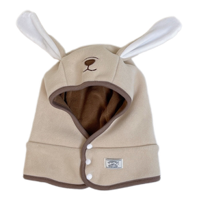 宝宝帽子围巾一体秋冬季保暖帽1-3岁婴幼儿舒适摇粒绒毛绒披肩帽